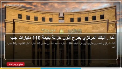 البنك المركزي المصري يطرح أذون خزانة بقيمة 110 مليارات جنيه