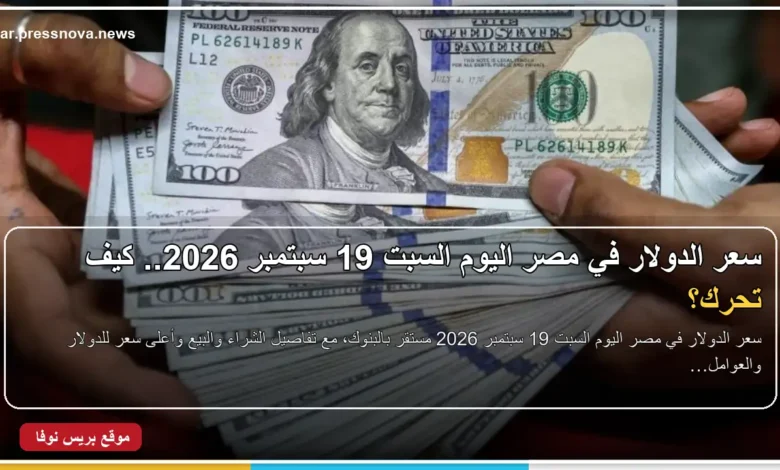 سعر الدولار في مصر اليوم السبت 19 سبتمبر 2026 مقابل الجنيه المصري