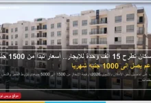 شقق الإسكان بالإيجار تبدأ من 1500 جنيه شهريًا