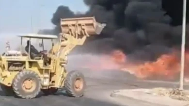 حريق مواسير الصرف بالمنطقة الصناعية في 6 أكتوبر