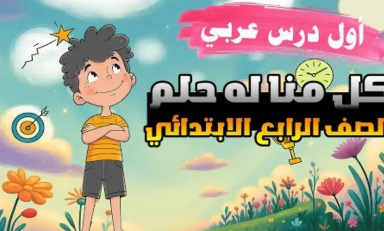 شرح درس كل منا له حلم للصف الرابع الابتدائي 2026-2027